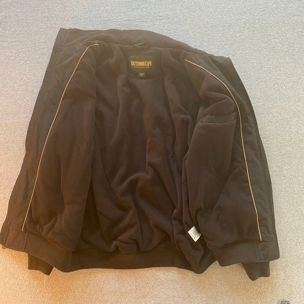 Outdoor Life Mens Water Resistant Fleece Lined Bomber Jacket Black Onyx Medium